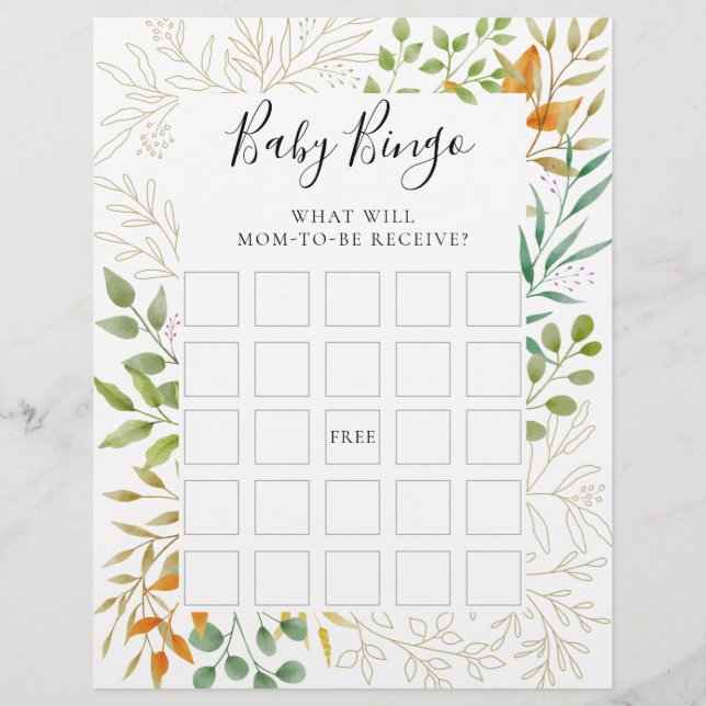 Fall Foliage Baby Shower Game Baby Bingo (Framsida)