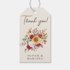 Fall Foliage Blommigt Ivory Wedding Favor Presentetikett