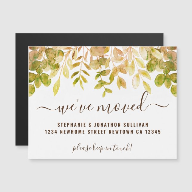Fall Foliage Flytta Magnetic Announcement Card Magnetisk Inbjudningskort (Fram/baksida)