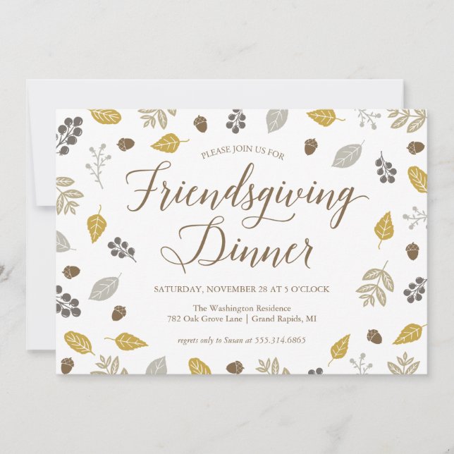 Fall Foliage Friendsgiving Dinner Party-inbjudan Inbjudningar (Framsida)