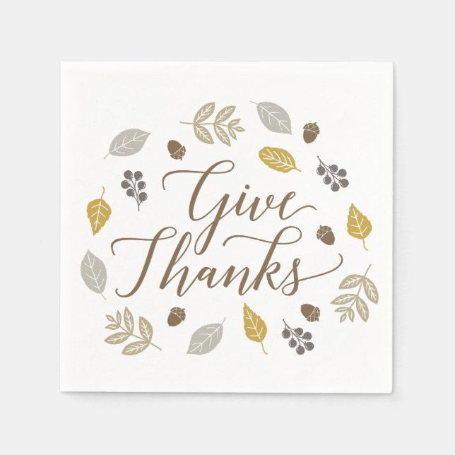 Fall Foliage Ge tack Thanksgiving Napkins Pappersservett (Framsidan)