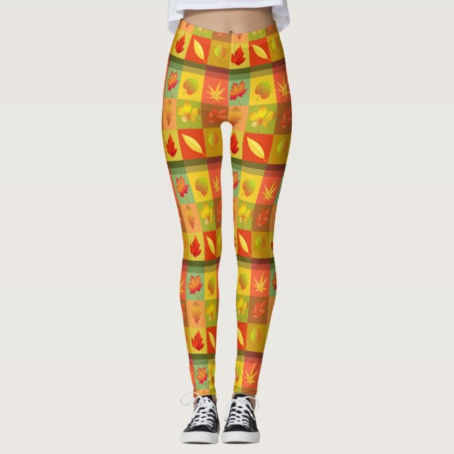 Fall Foliage Höst löv Thunder_Cove Leggings (Framsida)