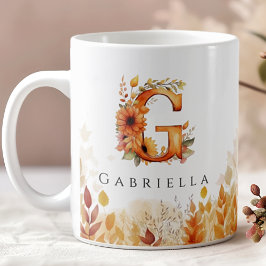 Fall Foliage Monogram Brev G Kaffemugg