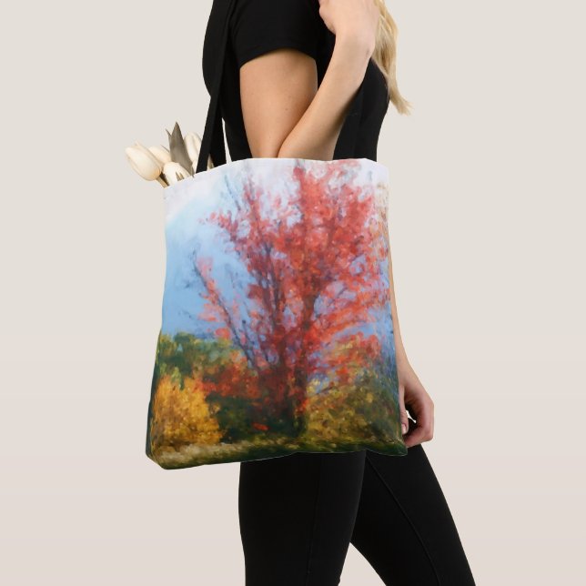 Fall Foliage Nature Photo Painting Tygkasse (Närbild)