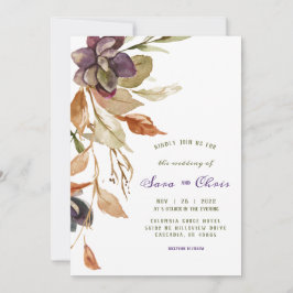 Fall Foliage och Succulage | Lila Vattenfärg Inbjudningar