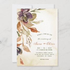 Fall Foliage och Succulage | Tan Watercolor Inbjudningar