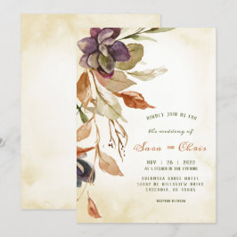 Fall Foliage och Succulage | Tan Watercolor Inbjudningar