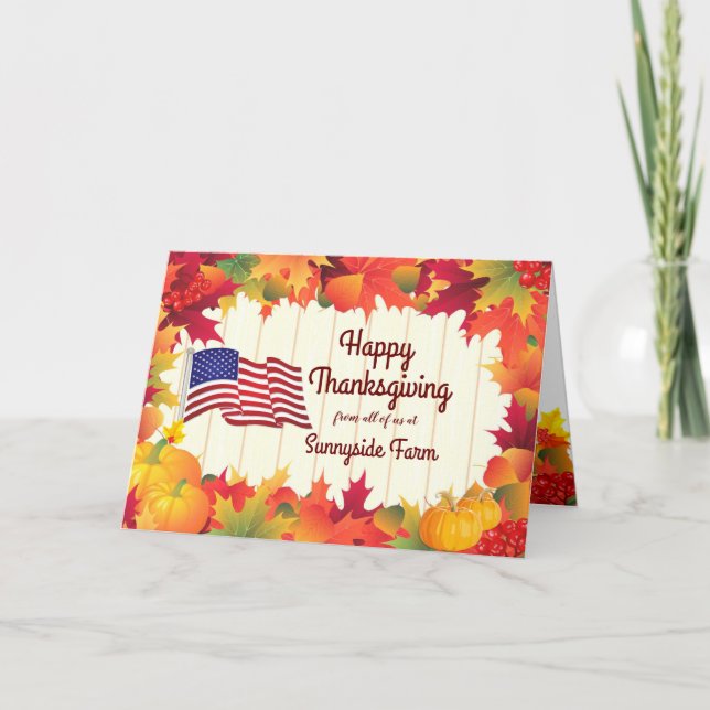 Fall Foliage och US Flagga Christian Thanksgiving Helgkort (Framsida)