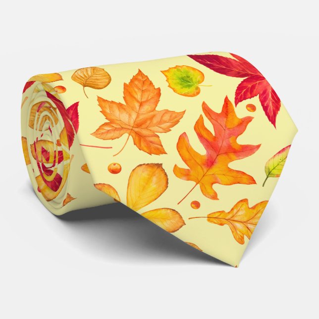 Fall Foliage Orange Gult och Red Löv Slips (Rullad)