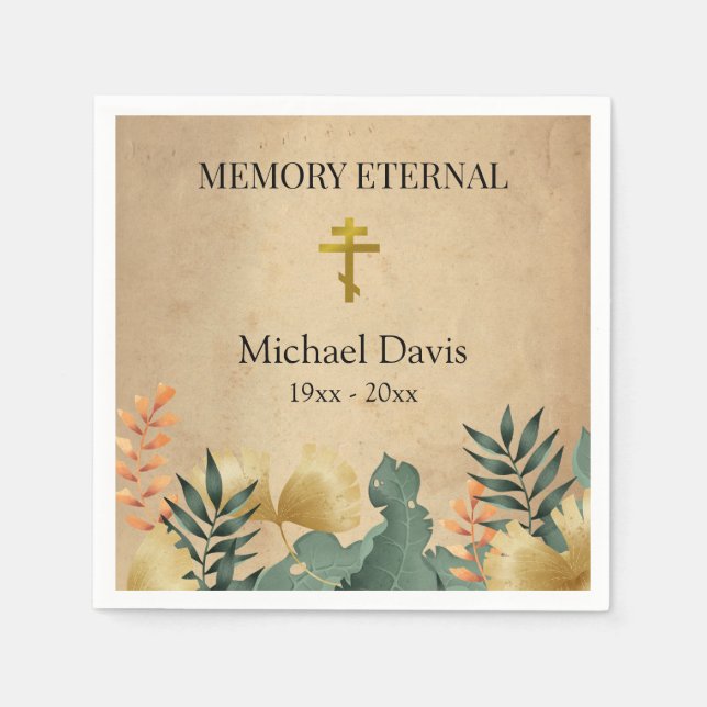 Fall Foliage Ortoodox Christian Funeral Pappersservett (Framsidan)