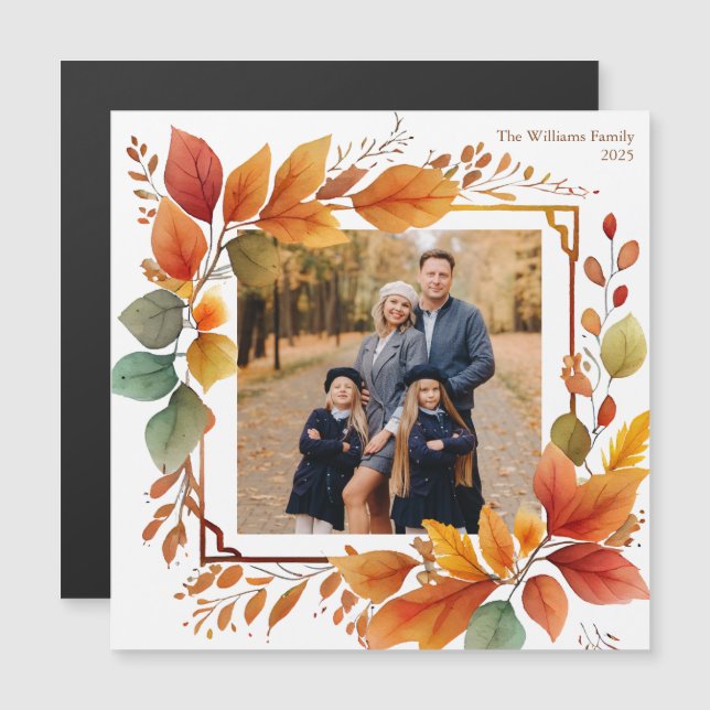 Fall Foliage Photo Thanksgiving Magnet (Fram/baksida)