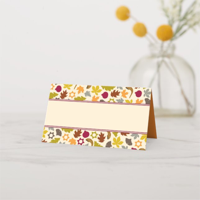 Fall Foliage Rosh Hashanah Place Card Placeringskort (Framsida)