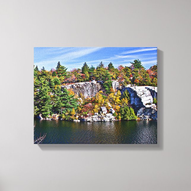 Fall Foliage runt Sjö Minnewaska Canvastryck (Framsida)