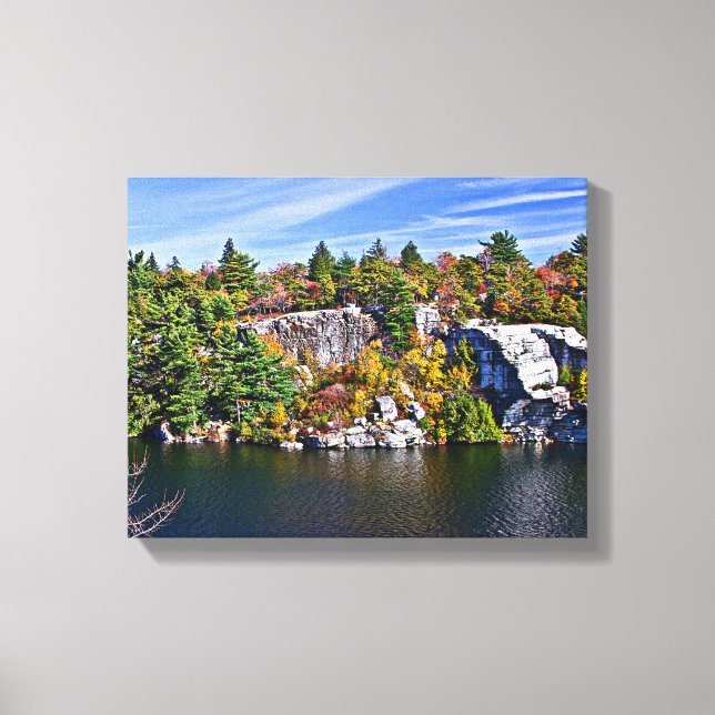 Fall Foliage runt Sjö Minnewaska Canvastryck (Framsida)