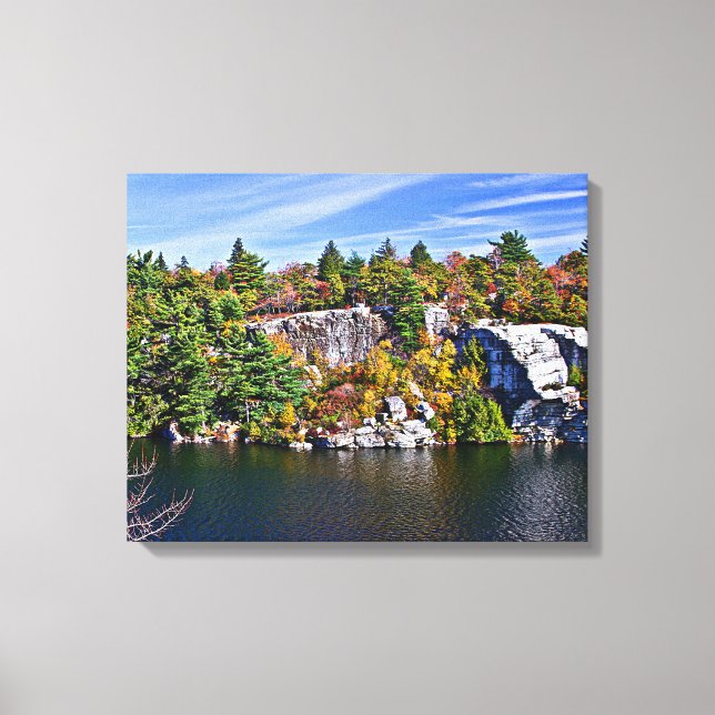 Fall Foliage runt Sjö Minnewaska Canvastryck (Framsida)