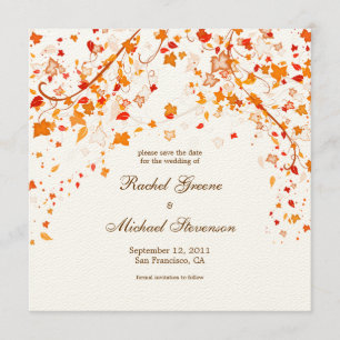 Fall Foliage Save Date Bröllop Card Spara Datumet