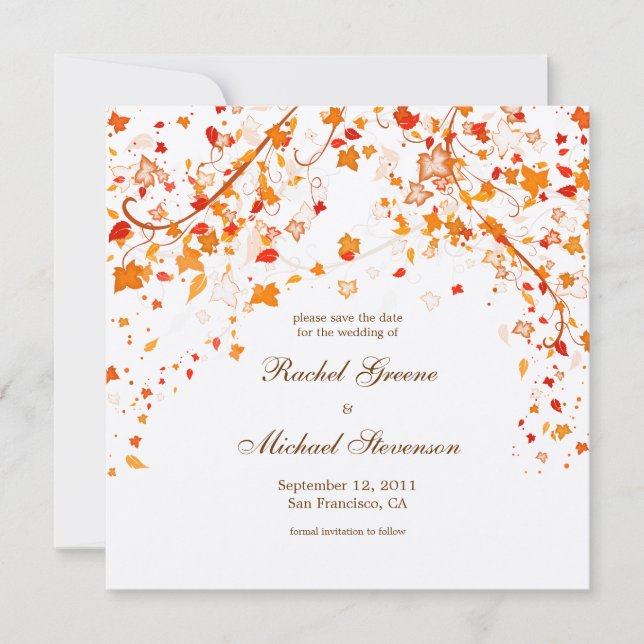 Fall Foliage Save Date Bröllop Card Spara Datumet (Framsida)