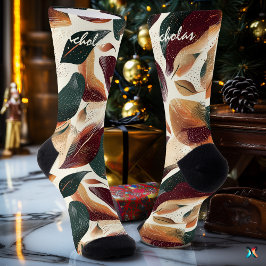 Fall Foliage Socks in Cream, Burgundy och Grönt