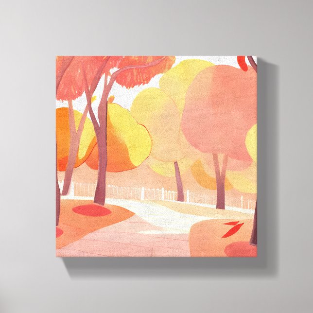 Fall Foliage Stroll | Abstraktens vattenfärg Canvastryck (Framsida)