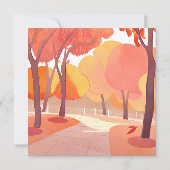Fall Foliage Stroll | Abstraktens vattenfärg Kort (Framsida)