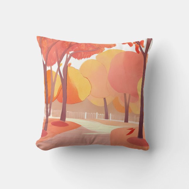 Fall Foliage Stroll | Abstraktens vattenfärg Kudde (Framsida)