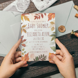 Fall Foliage Watercolor Autumn Baby Shower Inbjudningar
