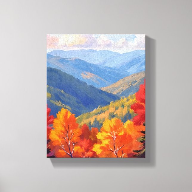 Fall Foliage | Watercolor Mountain Landscape Canvastryck (Framsida)