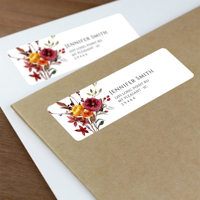 Fall Foliage Whimsical Watercolor Address Label Returadress Etikett (Skapare uppladdad)