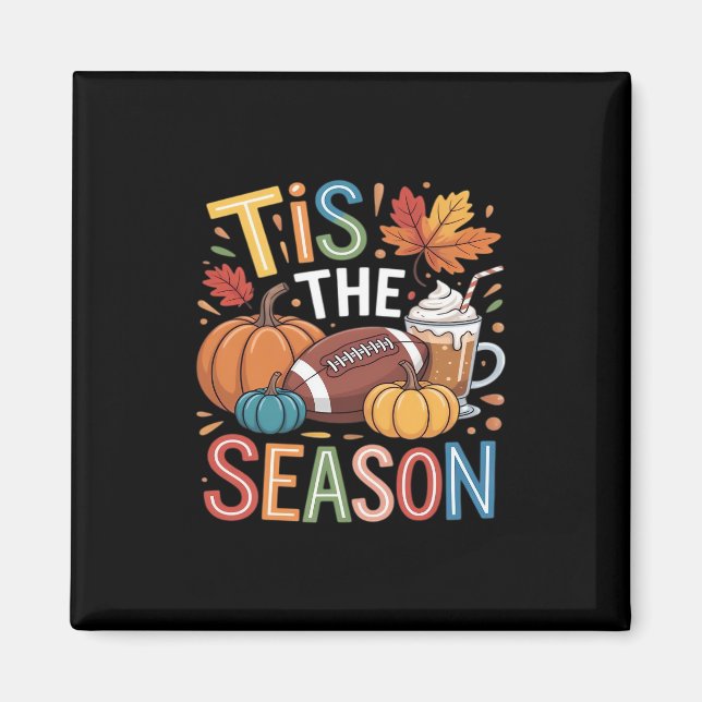 Fall Football Autumn Pumpkin Coffee Älskare Magnet (Framsidan)