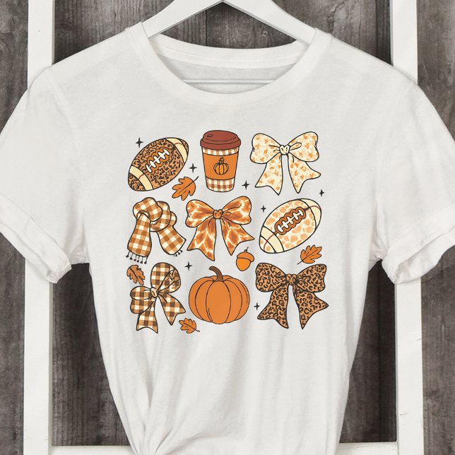 Fall Football Game Day Preppy Coquette Bows T Shirt (Skapare uppladdad)