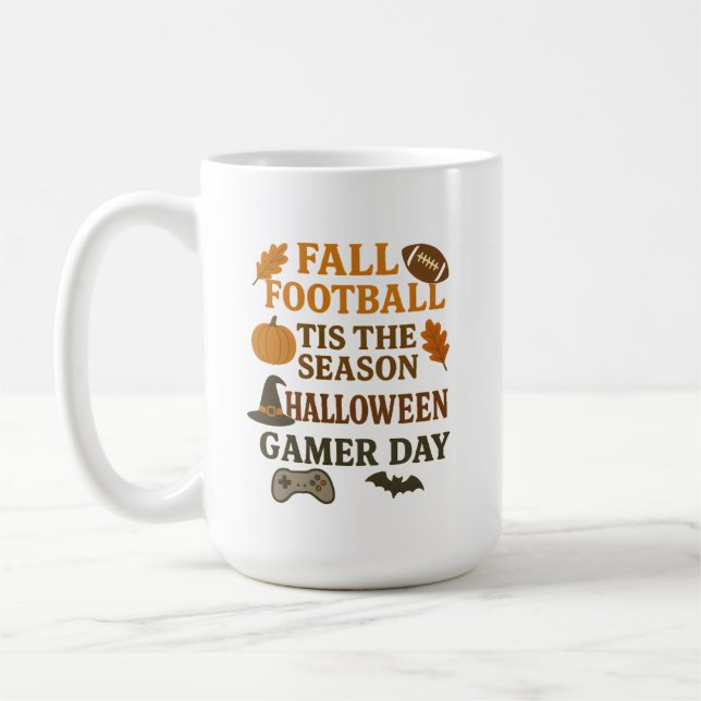 Fall Football Tis The Season Halloween Gamer Day Kaffemugg (Vänster)