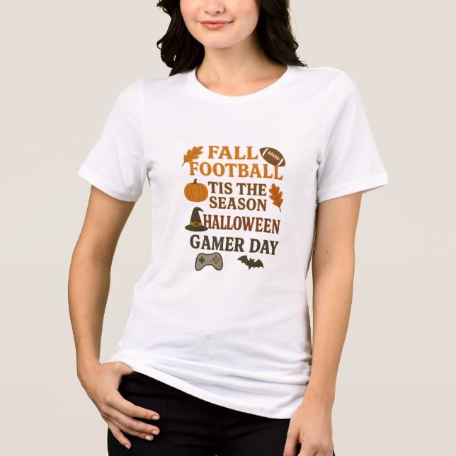 Fall Football Tis The Season Halloween Gamer Day T Shirt (Framsida)