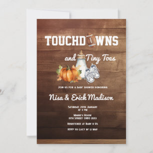 Fall Football Touchdown Tiny Toes Baby Shower Inbjudningar