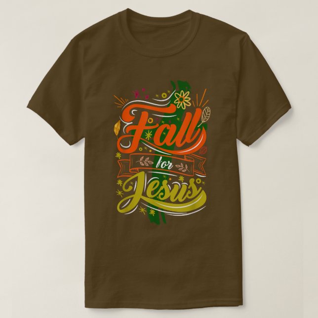 Fall for Jesus Autumn Leaves  T Shirt (Design framsida)
