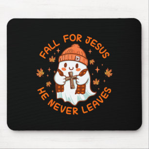 Fall för Jesus Han Lämnar aldrig Cute Ghost Retro Musmatta