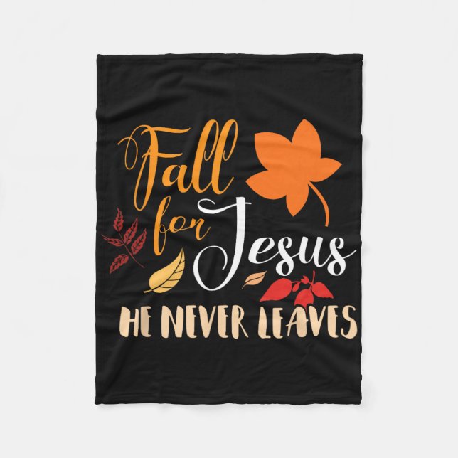 Fall för Jesus Han Lämnar aldrig kristna hösten Fleecefilt (Framsidan)