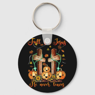 Fall för Jesus Han Lämnar aldrig kristna hösten Nyckelring