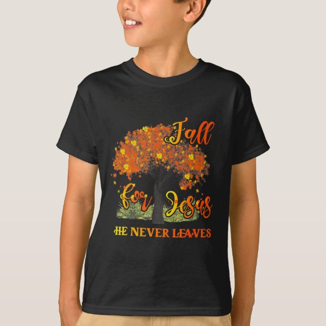 Fall för Jesus Han Lämnar aldrig T Shirt (Framsida)