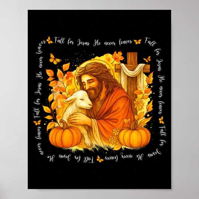Fall For Jesus He Never Leaves Retro Thanksgiving  Poster (Framsidan)