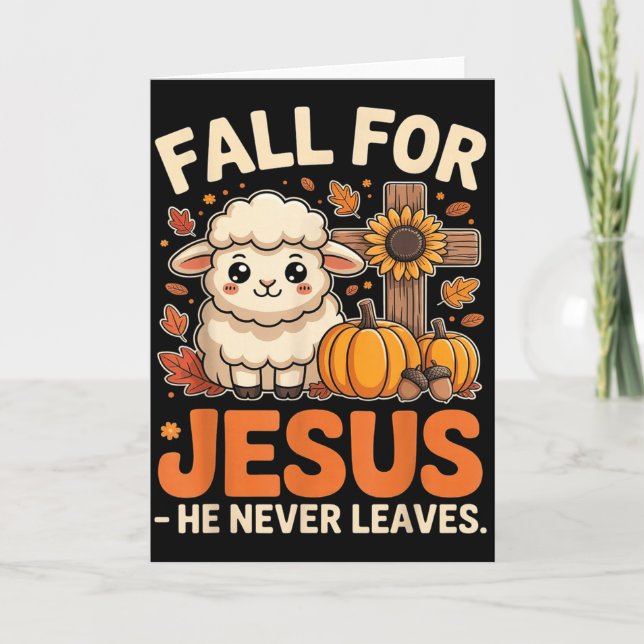 Fall For Jesus He Never Leaves Sheep Christian Aut Kort (Framsida)