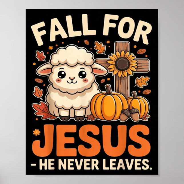Fall For Jesus He Never Leaves Sheep Christian Aut Poster (Framsidan)