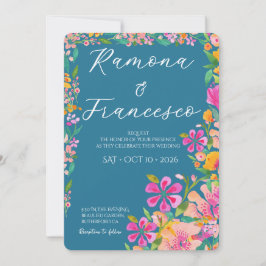 Fall For You Watercolor Floral Wedding Invitation Inbjudningar