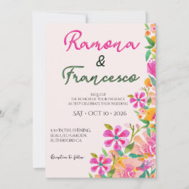 Fall For You Watercolor Floral Wedding Invitation Inbjudningar
