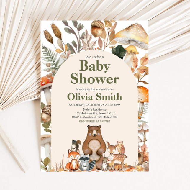 Fall Forest Animals Baby Shower Inbjudningar (Fall Autumn Forest Animals Baby Shower Invitation)