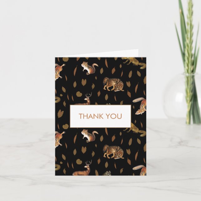 Fall Forest Animals Höst löv Tack för ditt kort (Framsida)
