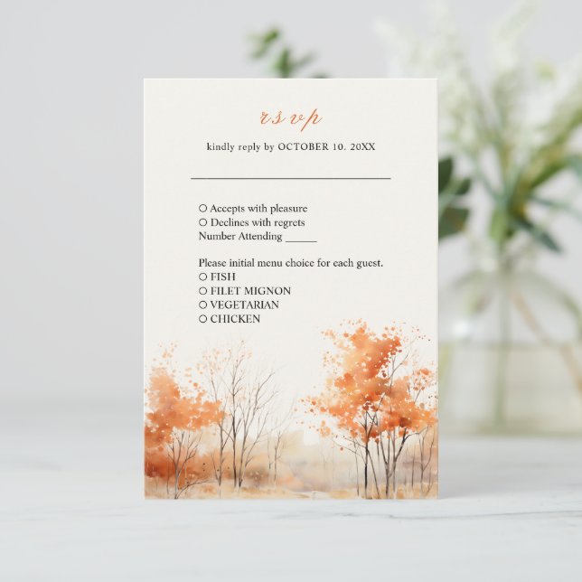 Fall Forest Autumn Woodland Bröllop OSA Card Kort (Stående Fram)