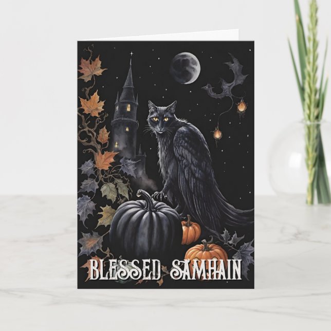 Fall Forest Blsed Samhain Night Pagan Griffin Kort (Framsida)
