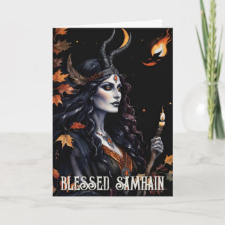Fall Forest Blsed Samhain Night Pagan Witch Kort