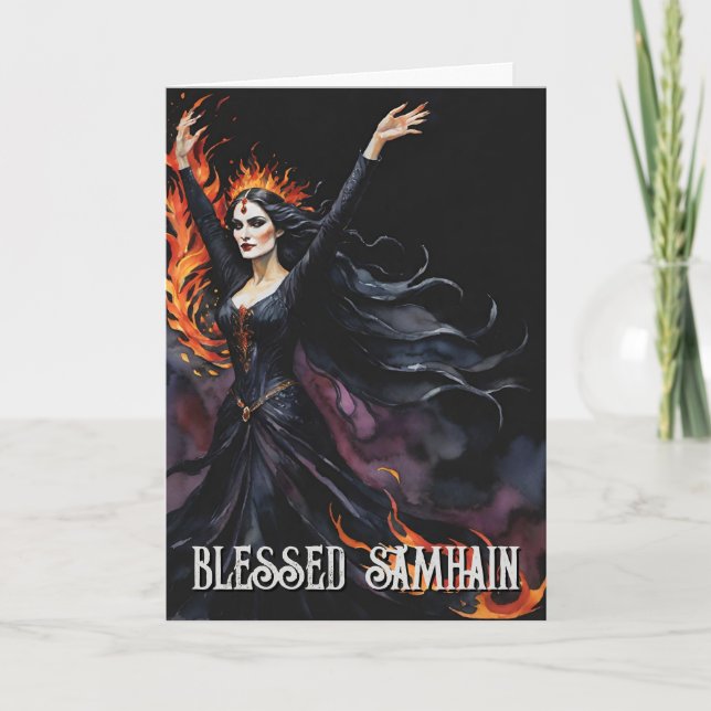 Fall Forest Blsed Samhain Night Pagan Witch Kort (Framsida)