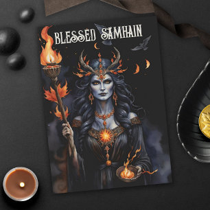 Fall Forest Blsed Samhain Night Pagan Witch Kort